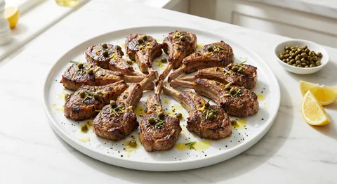 Agnello scottadito med citron och kapris