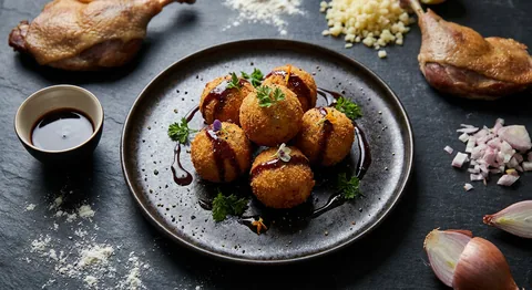Ankconfit-bonbons med portvinssås