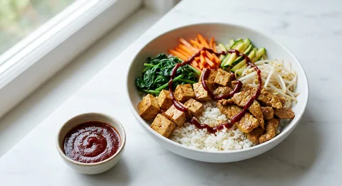 Bibimbap med koreansk chilipasta