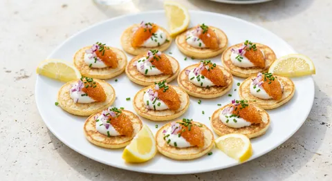 Blinis med löjrom och crème fraîche