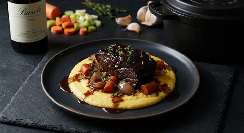 Brasato al Barolo med polenta
