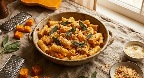 Butternut mac and cheese med salvia