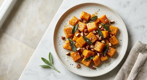 Butternut squash med salvia och brynsmörsmandel
