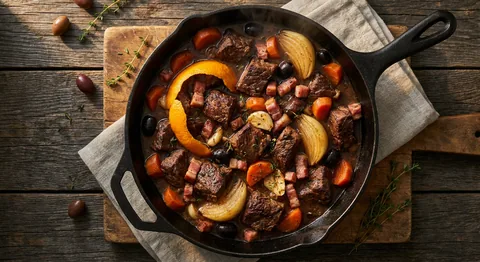 Daube provençale med apelsin och oliver
