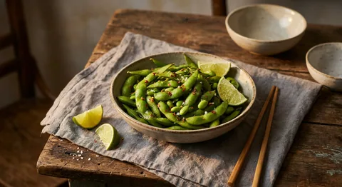 Edamame med chiliflingsalt och lime