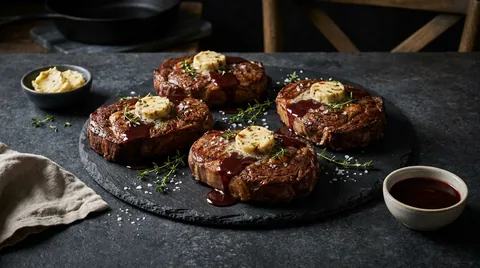 Entrecôte with Red Wine Sauce and Roasted Bone Marrow Butter