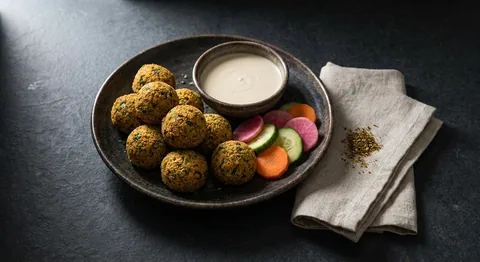 Falafel med tahinisås och picklade grönsaker