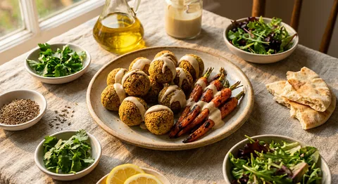 Falafel med rostad morot och tahinidressing