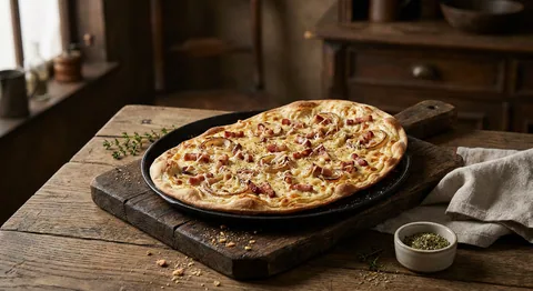 Flammkuchen with Onion, Gruyère, and Crème Fraîche