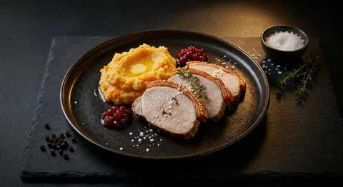 Fläskkarré med rotmos och lingon