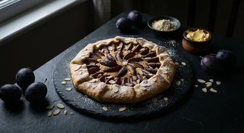 Rustic galette med plommon och mandel