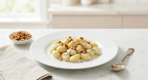 Gnocchi med gorgonzola och valnötter