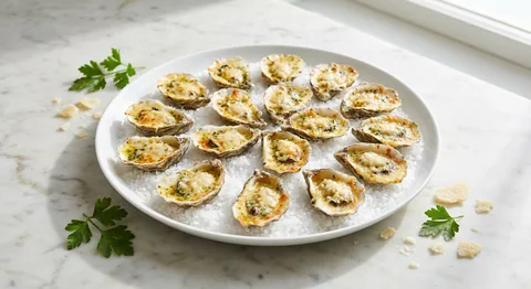 Gratinerade ostron med parmesan och örtsmör
