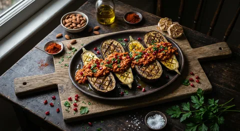 Grillad aubergine med romesco