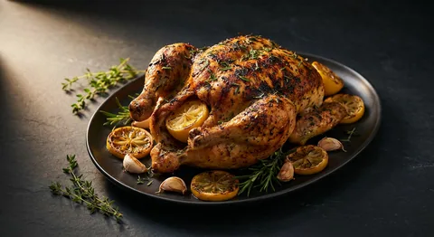 Grillad hel kyckling med örter och citron