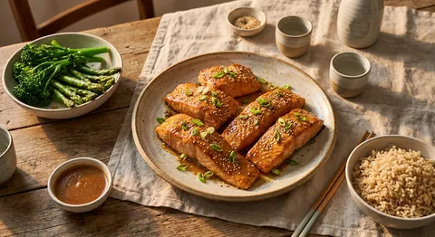 Grillad lax med miso- och sesamglasyr