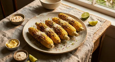 Grilled Corn with Parmesan and Chilli Lime