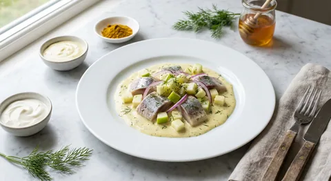 Inlagd sill med curry och äpple