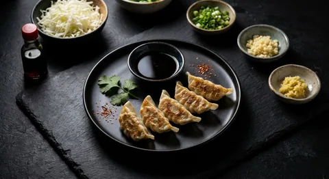 Japansk gyoza med dippsås
