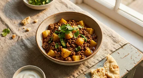 Keema aloo med nötfärs