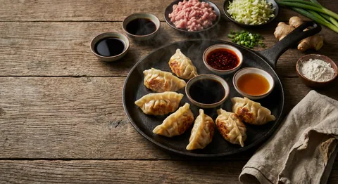 Kinesiska jiaozi med fläsk