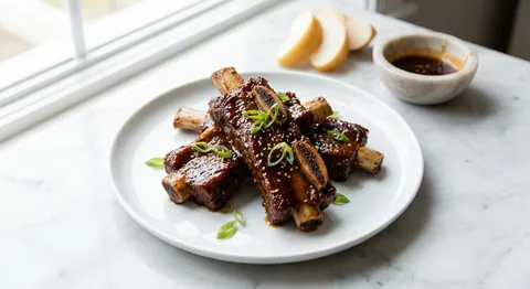 Koreansk braserade short ribs med päronglaserring