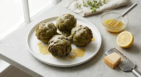 Kronärtskocka med vinaigrette och parmesan