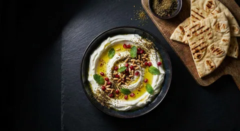 Labneh med za'atar och grillat flatbröd