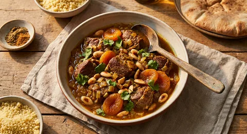 Lammtagine med aprikos och mandel