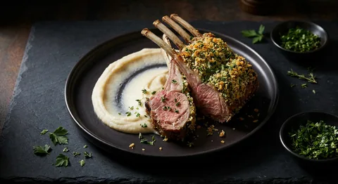 Lammracks med persillade och bönpuré
