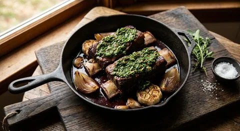 Långstekta högrevsspjäll med chimichurri