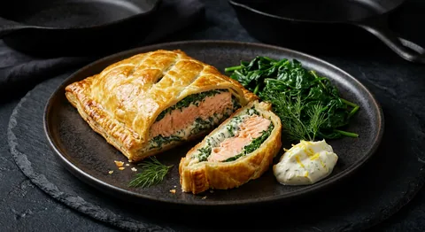 Lax en croûte med spenat och dill