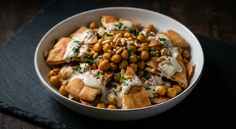 Libanesisk fatteh med kikärtor