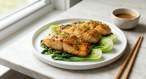 Misoglaserad torsk med sesambok choy