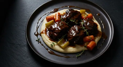 Braised Ox Cheeks with Celeriac Purée