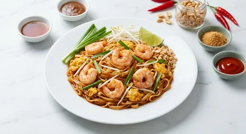 Pad thai med räkor