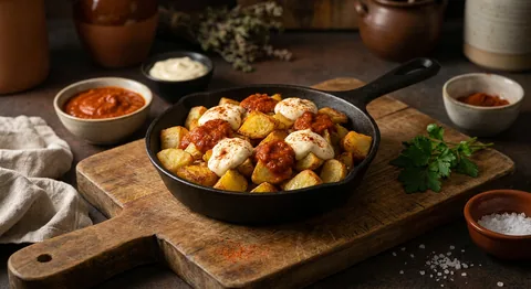 Patatas bravas med aioli och tomatsås