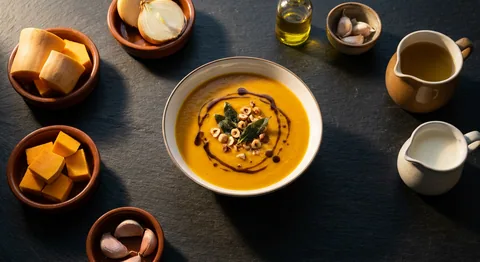 Rostad pumpasoppa med salvia och hasselnötsolja