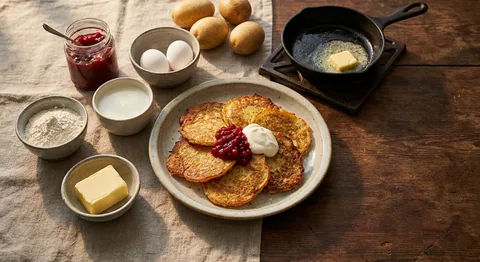 Raggmunkar med lingonsylt och gräddfil