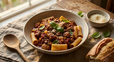 Ragù napoletano med rigatoni