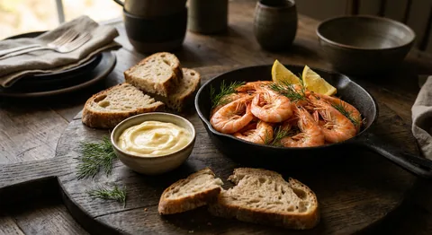 Räkor med aioli och surdegsbröd