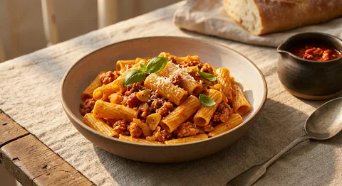 Rigatoni med salsiccia och 'nduja