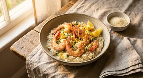 Risotto med citron och räkor
