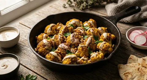 Rostad blomkålsshawarma med tahini