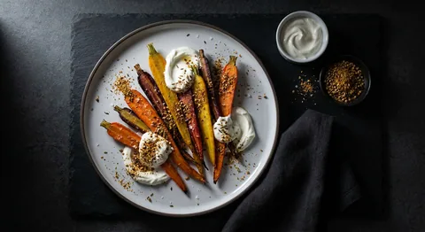 Roasted Carrots with Labneh and Dukkah