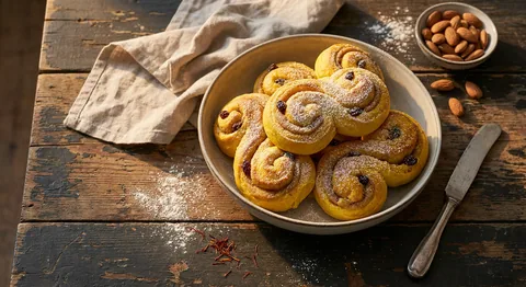 Saffransbullar med mandelmassa