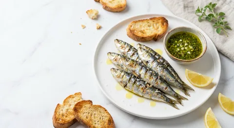 Sardiner med salmoriglio och bröd