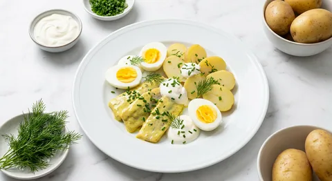 Senapssill med potatis och ägg