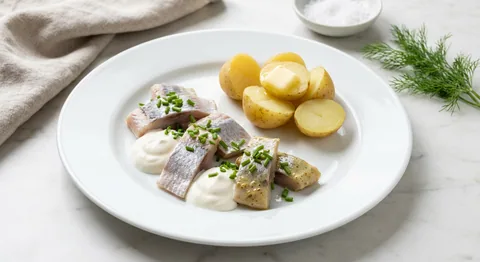 Sill med gräddfil och gräslök