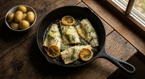 Smörbakad abborre med dill och citron